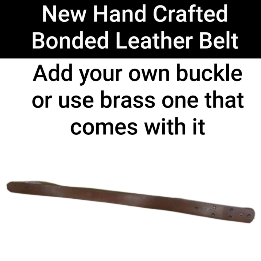 Hand Crafted Bonded Leather Belt 28-32" Plus Brass Buckle